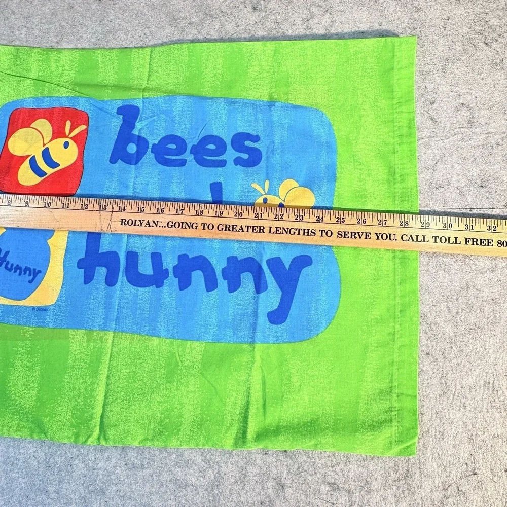 Vintage Winnie the Pooh Pillowcase Disney Standard Green Bees Hunny